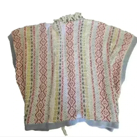 Cabi Womens Siesta Boho Multicolor Stripe Textured Fringe Poncho M/L - Picture 9 of 14